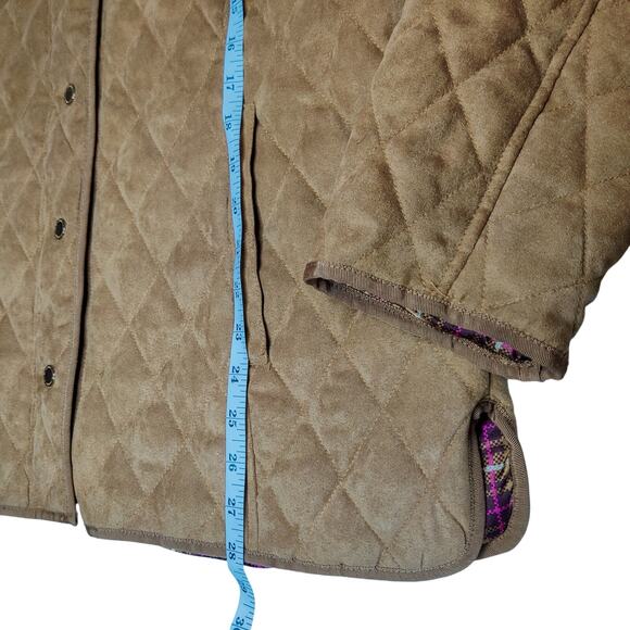 Bridge Hampton Isaac Mizrahi Faux Suede Quilted Barn Coat Medium Tan Western - Picture 14 of 14